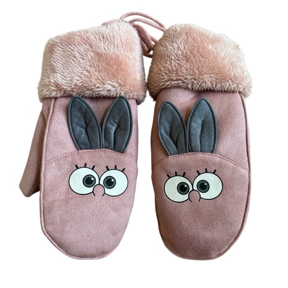 Other - Rabbit Pink Mittens Soft faux Fur Girls NEW